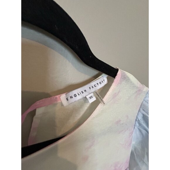 English Factory Tie Dye Pastel A Line Dress Tiered Ruffle Mini Dress Pink XS - Picture 5 of 8